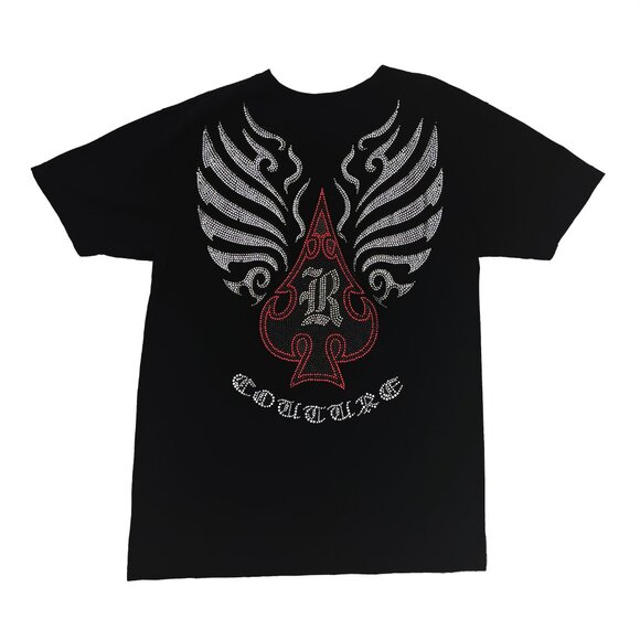 Rawyalty Couture High Roller Vegas Casino Spade Rhinestone Mens L Bling Shirt - Picture 1 of 6